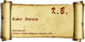Kahr Bence névjegykártya
