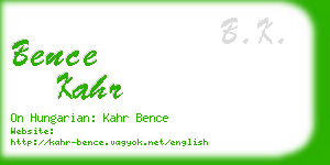 bence kahr business card